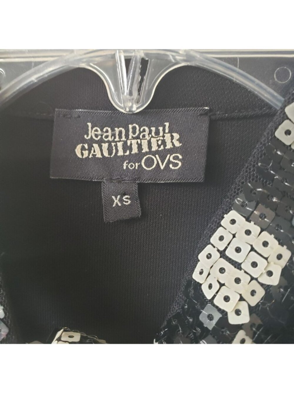 Jean Paul Gaultier Black White Checker Sequin Tie Neck Long Sleeve Top Blouse - Picture 3 of 12